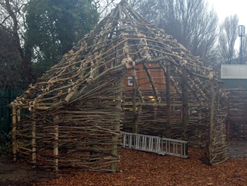 Thatching a Celtic round house